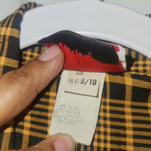 Vintage Womens Scarlett Two Piece Suit Black Dress Plaid Yellow Blazer Size 9/10 - Picture 4 of 10